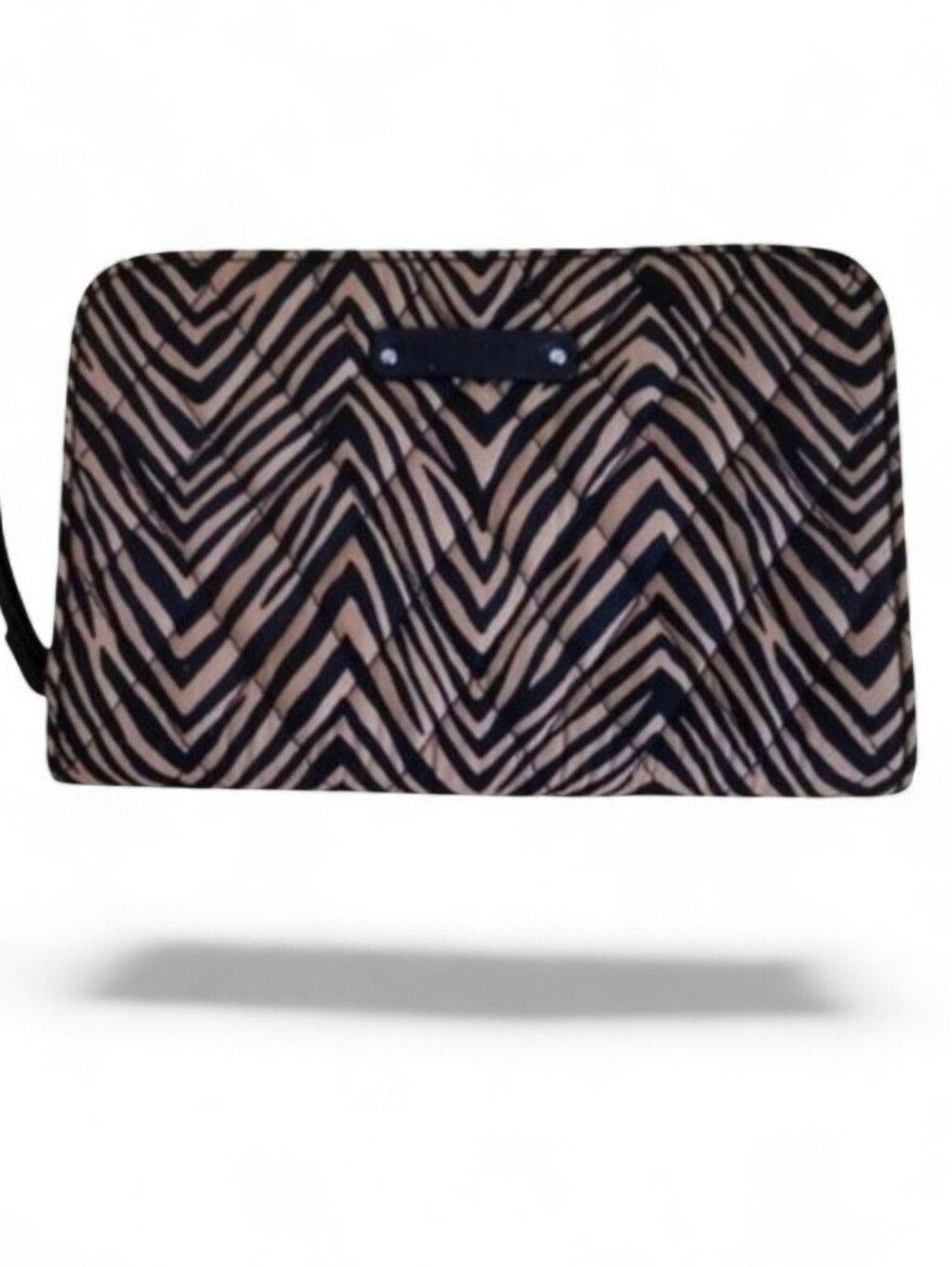 Vera Bradley Zebra Print Wristlet Wallet Tan Black Quilted Zip Around